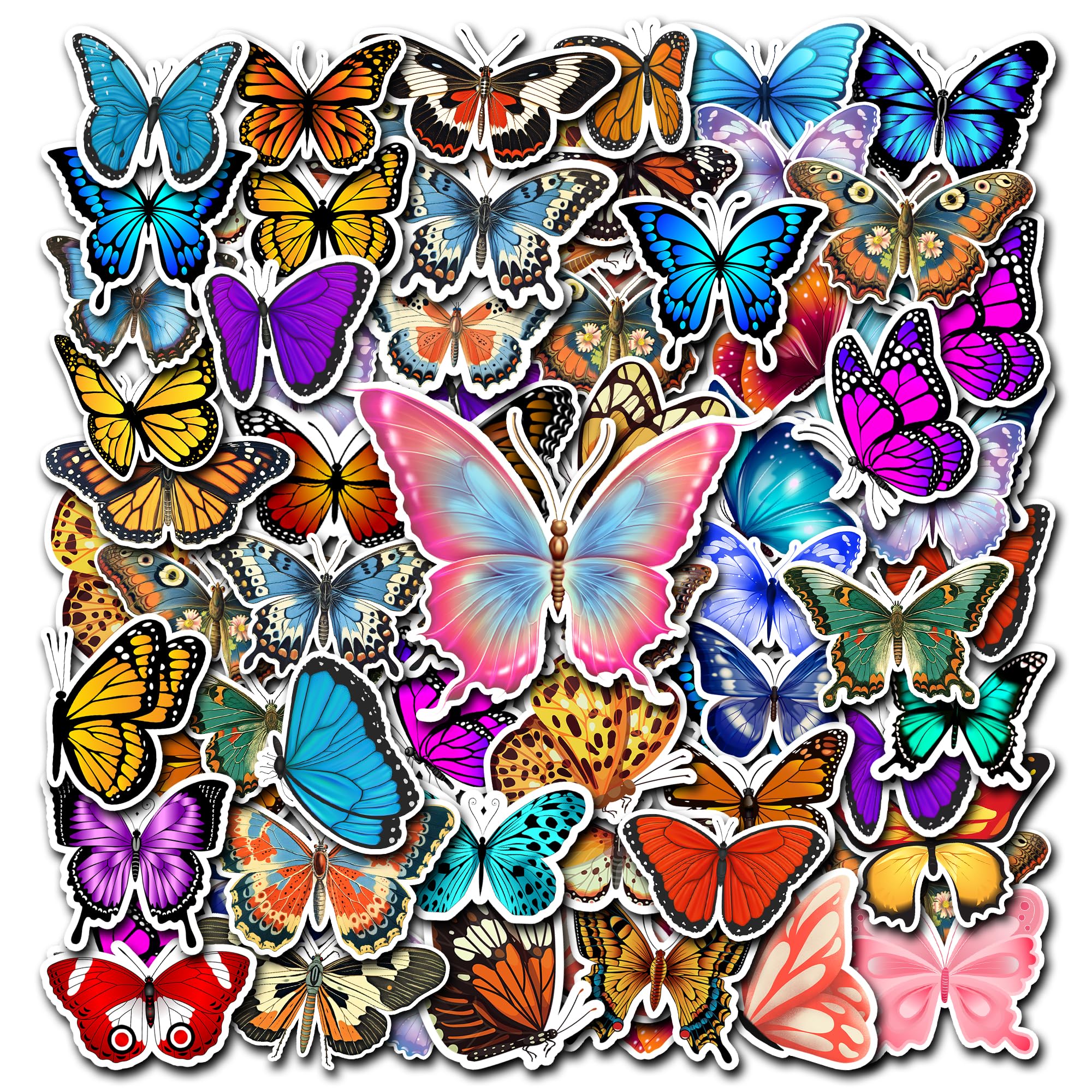 Amazon.co.jp: BIGZORO 50枚 バタフライ ステッカー パック 蝶