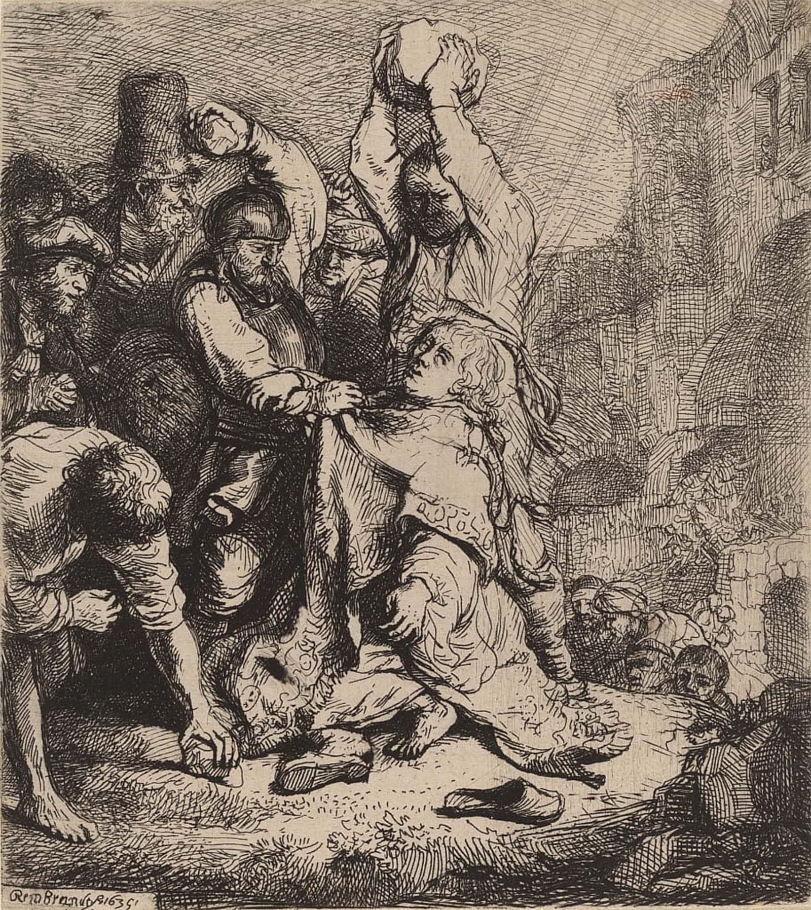 POSTERIIk Famous Modern Artwork Art Mural The stoning of saint stephen by Rembrandt van Rijn Oil Paintings Pictures for Home Decor 60x90cm