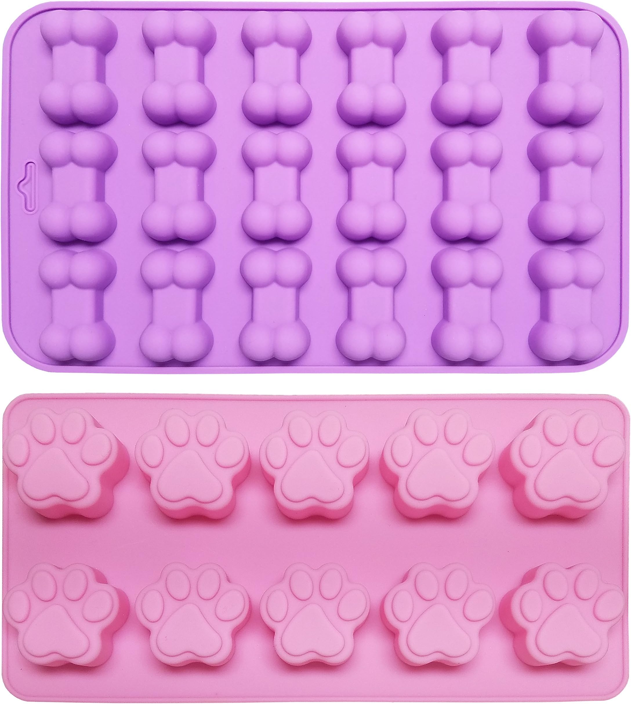 TYH SuppliesSilicone Dog Treat Mold | 2 Pack - 28 Cavity | Food Grade Non-Stick Dog Bone and Paw Mold Trays For Baking, Candy, Jelly, Ice Cubes, Puppy Treats, and Biscuits
