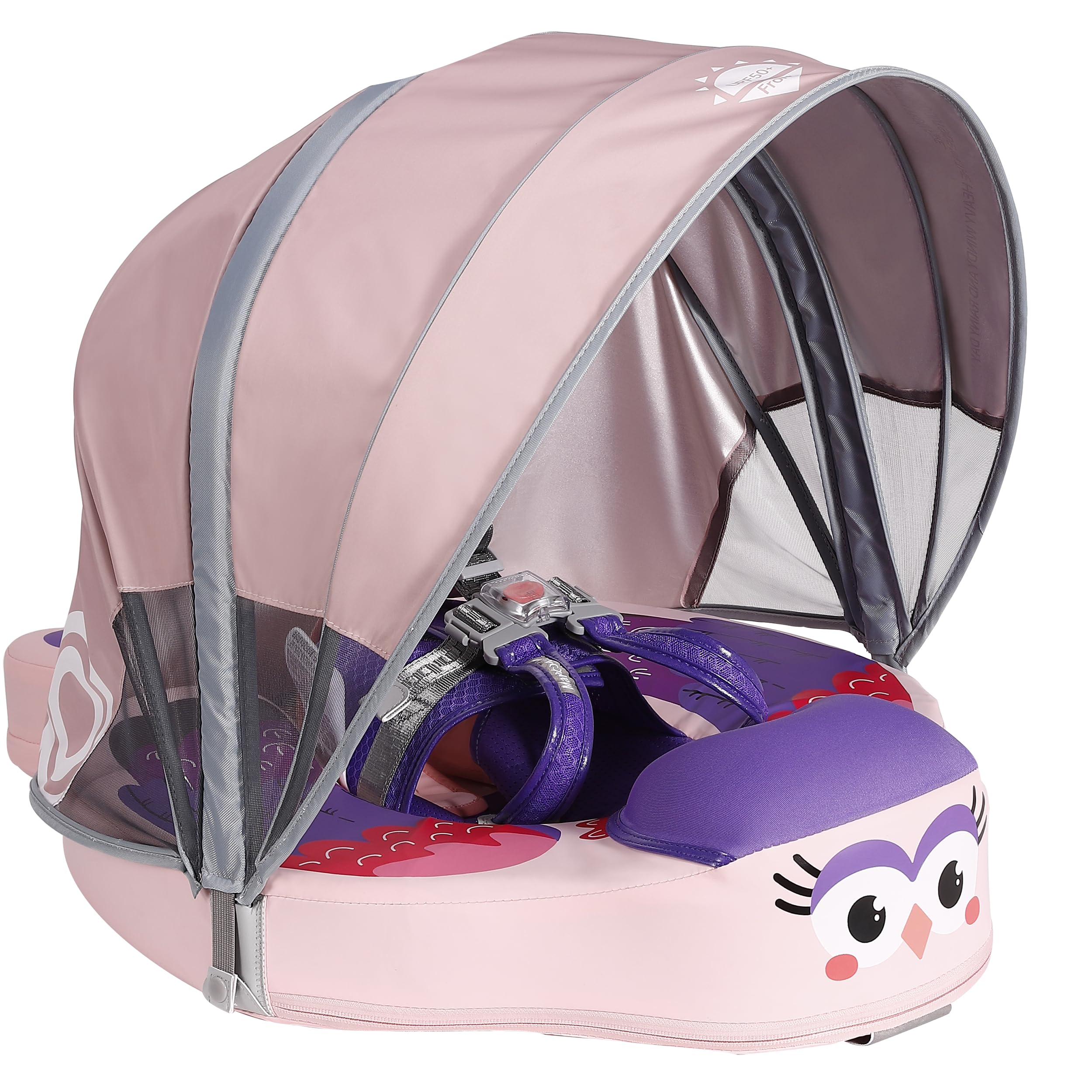 Mambo Baby Floats with Canopy &Tail, Non-Inflatable Baby Float for Pool Add Tail Avoid Flip Swim Trainer Baby Pool Floats for Toddler Boys Girls