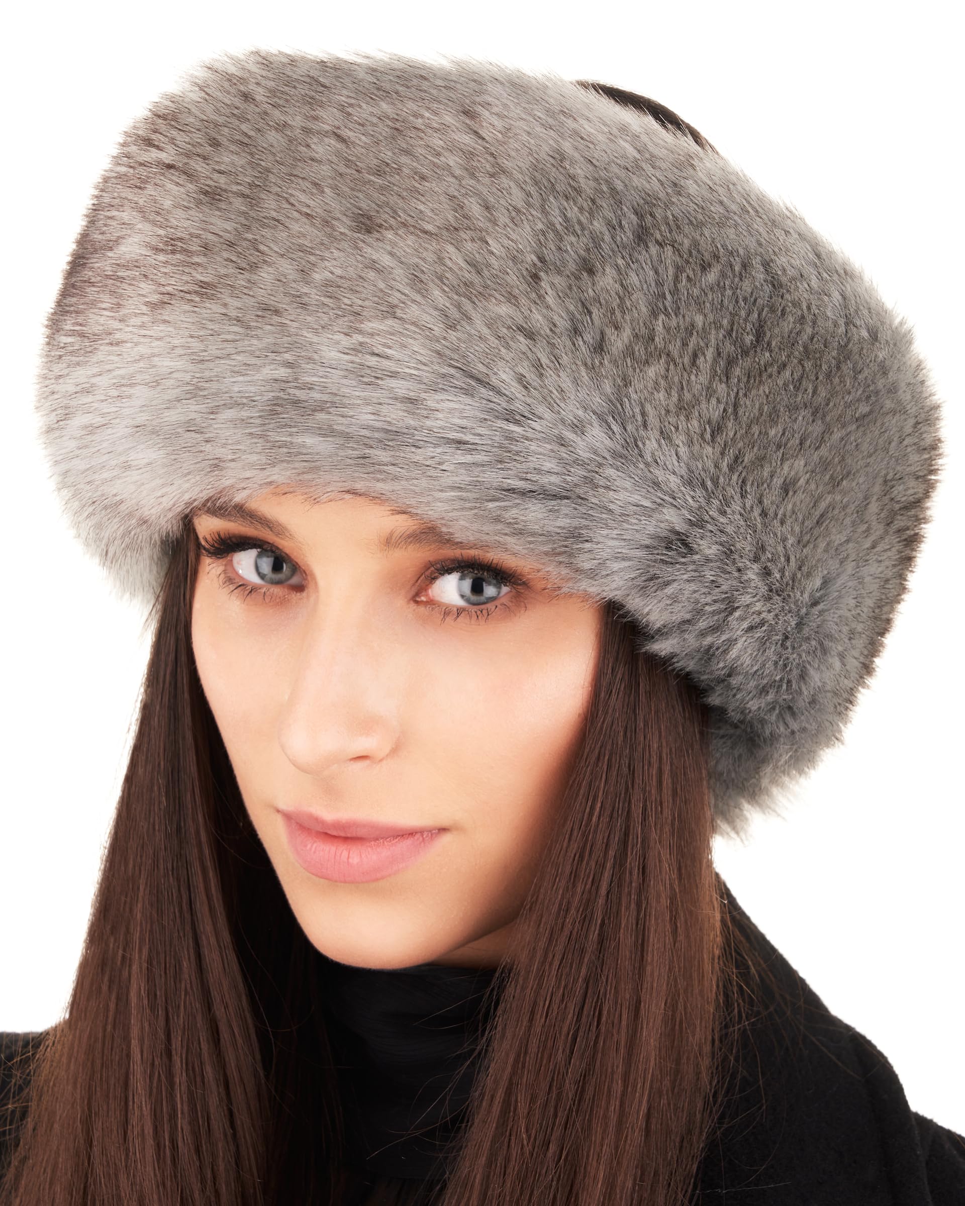 Futrzane Siberian Headband - Womens Faux Fur Headbands - Fluffy Russian Earband - Size S (Silver Siberian)