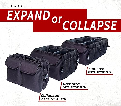 Miniatura 3 de Organizador plegable para maletero de auto organizador de carga plegable grande para sedán camioneta y SUV con 4 compartimentos ajustables 12