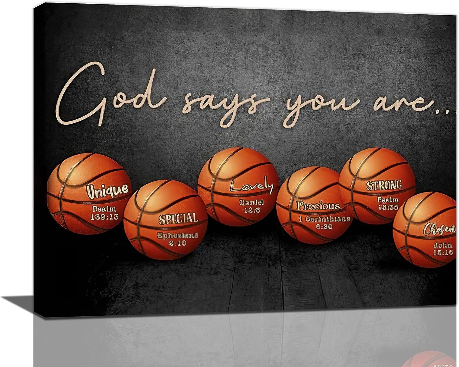 Inspirational Basketball Boys Room Wall Art Motivational Sports Basketball Pictures Wall Decor God Says You Are Canvas Print Painting Framed Modern Home Artwork For Dorm Gym Bedroom Office 16"x12"