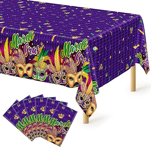 Miniatura 72 de Paquete de 4 manteles desechables de plástico para fiestas, 54" x 108" manteles rectangulares blancos y dorados, mantel impermeable para mesas Punto