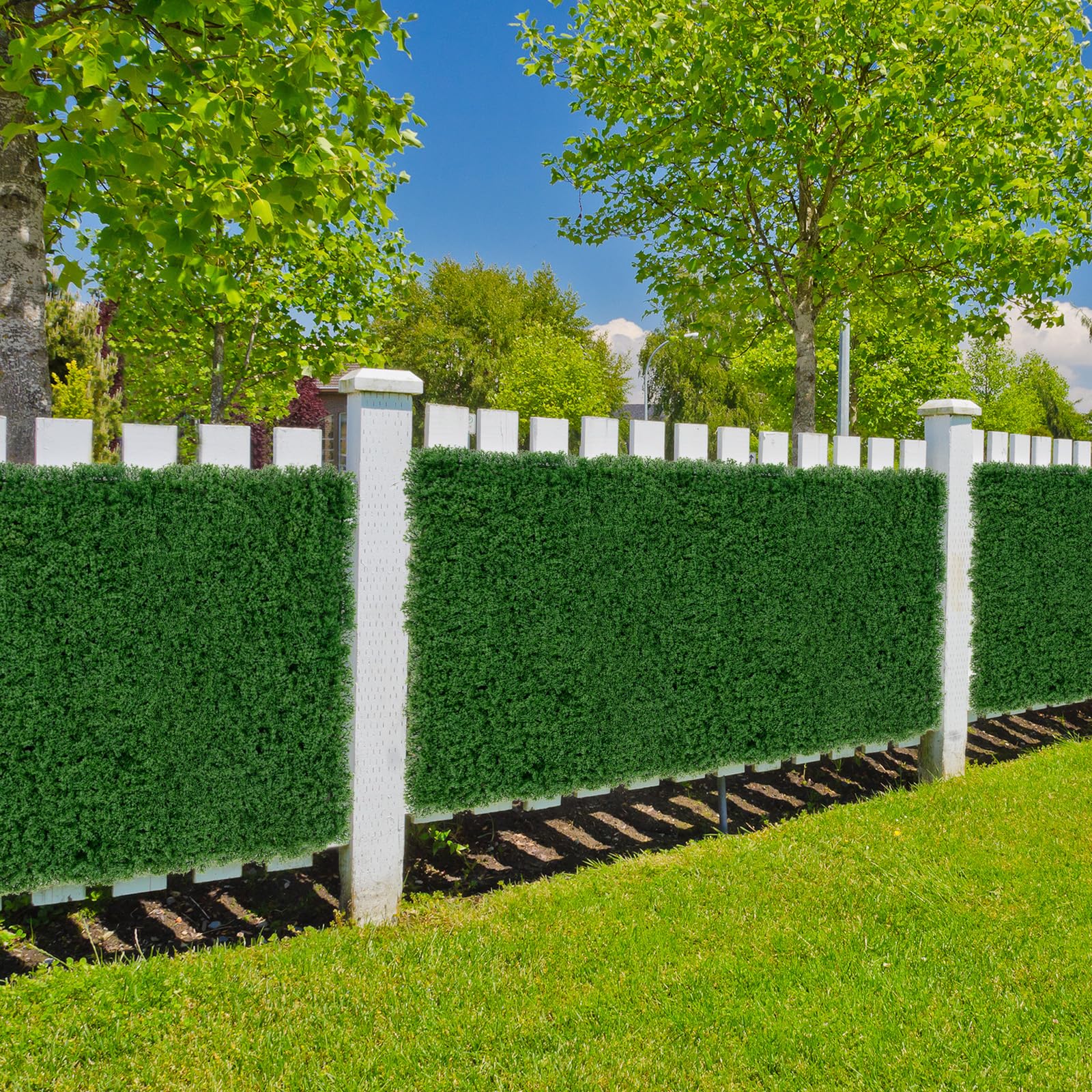 GYMAX Set da 12 Pannelli di Muro in Erba Artificiale, Retro di Muschio Verde Finto, Pannelli di Erba Finta con Struttura X-Stabile, Decorazione da Muro Verde per Festa, Matrimonio, Giardino