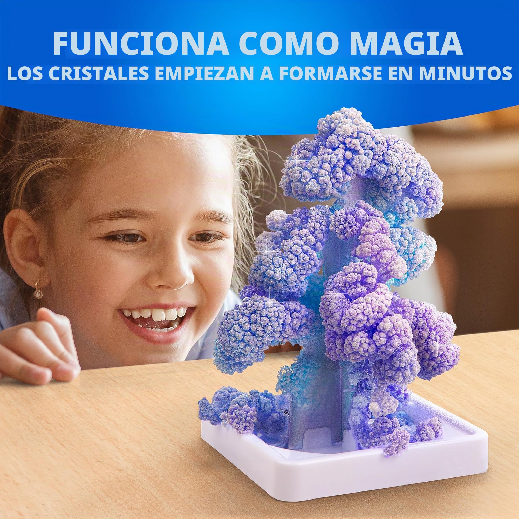 National Geographic Kit de Manualidades para Niños: Kit de Cultivo de Cristales con Suministros de Arte, Geoda y Guía CTIM - Haz Crecer 6 Árboles de Cristal en 6 Horas