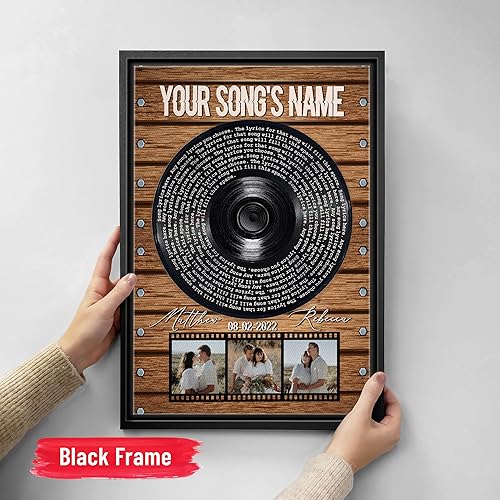 Vista 215 de H-DEWALL Letras de canciones personalizadas con marco, arte de pared musical personalizado para él, decoración sentimental y regalo inspirador