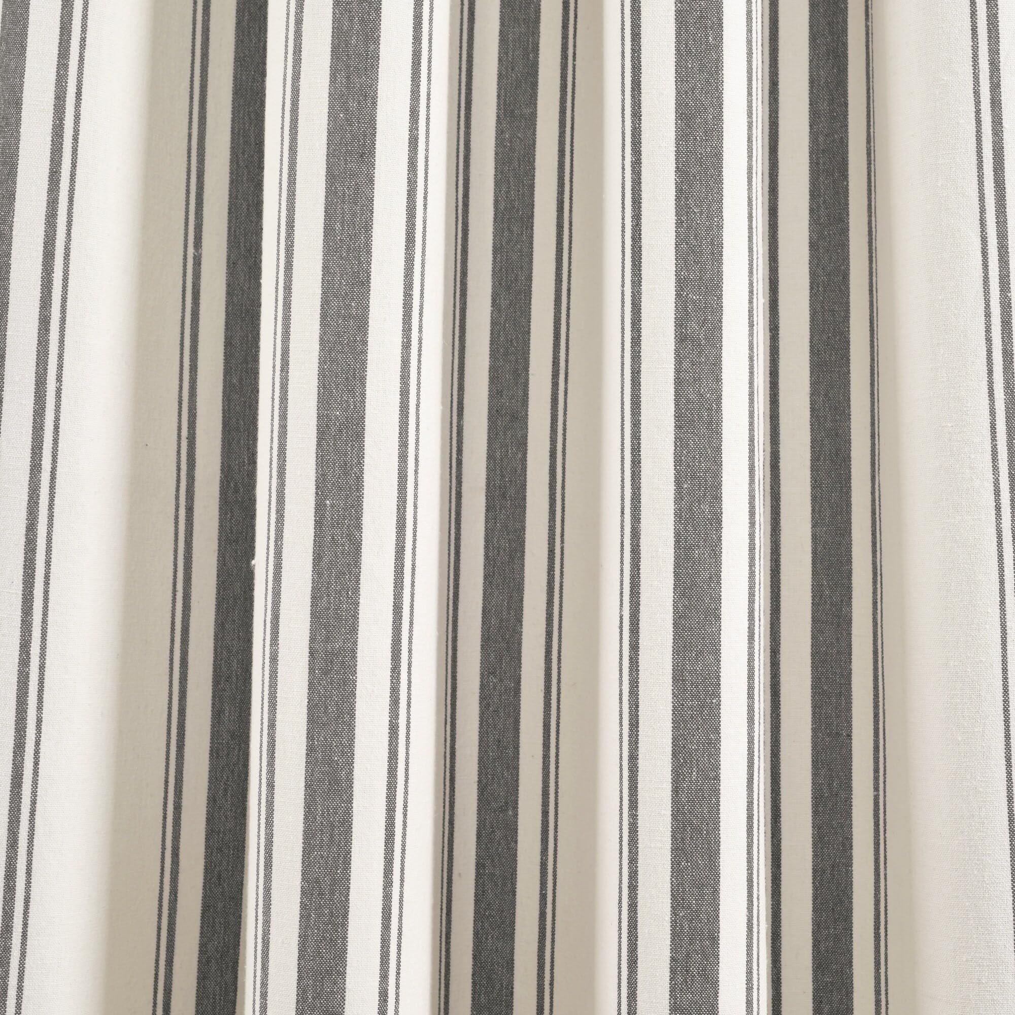 Lush Decor Farmhouse Stripe Yarn Dyed Cotton Window Curtain Panels Dark Gray 42X84 Set, W 42" x L 42" (2 Panels)
