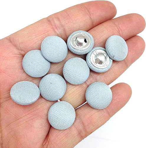 Vista 80 de PEPPERLONELY 10 piezas de tela de 0.394 in cubierta con botones redondos de vástago de metal, azul marino