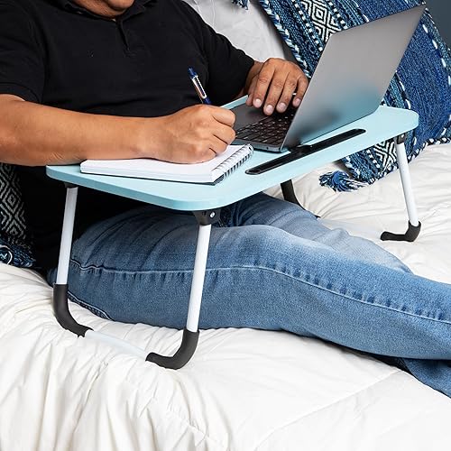 Miniatura 2 de Mind Reader Soporte para computadora portátil, bandeja de cama, patas plegables, mesa de sofá, portátil, MDF, 23.25 pulgadas de largo x 13.75