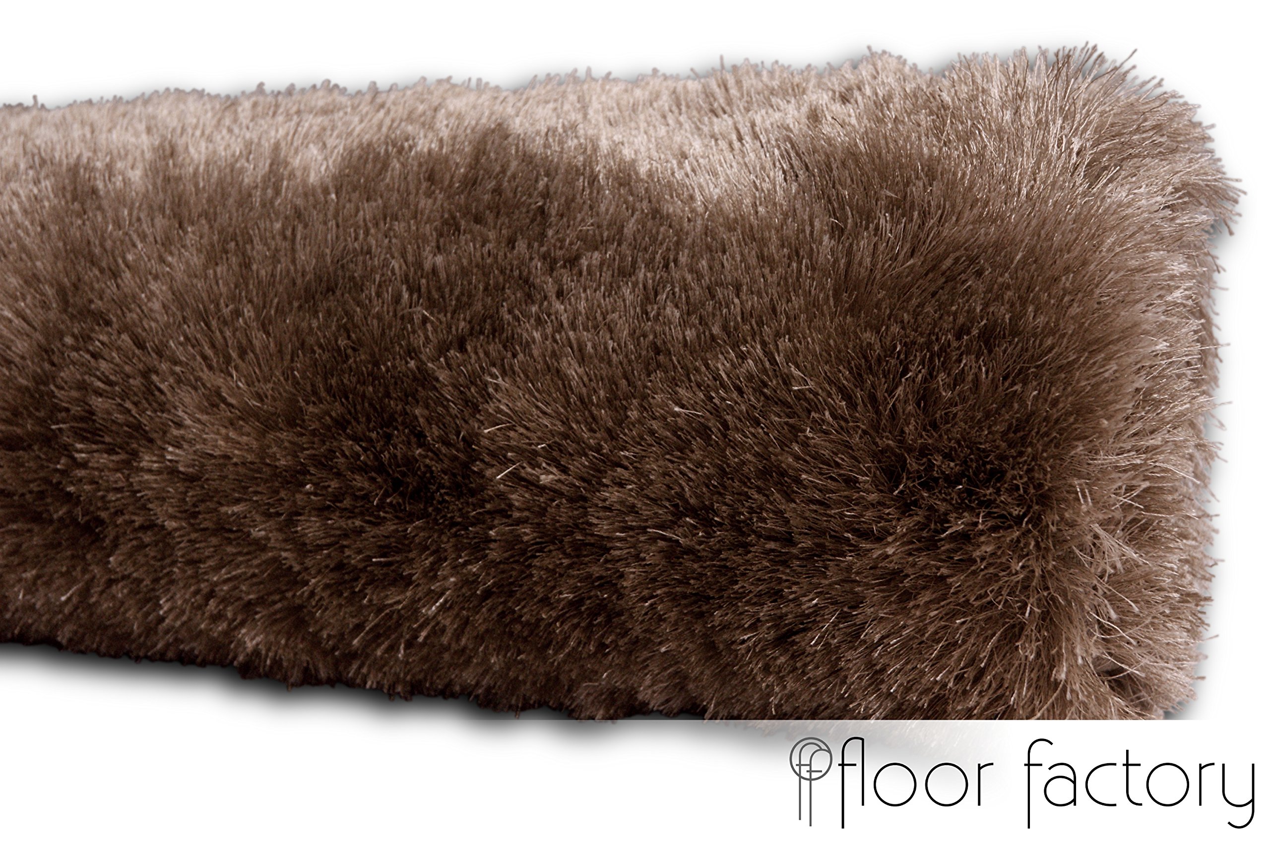 floor factory tappeto esclusivo moderno Satin marrone chiaro 120x170 cm tappeto shaggy pelo lungo