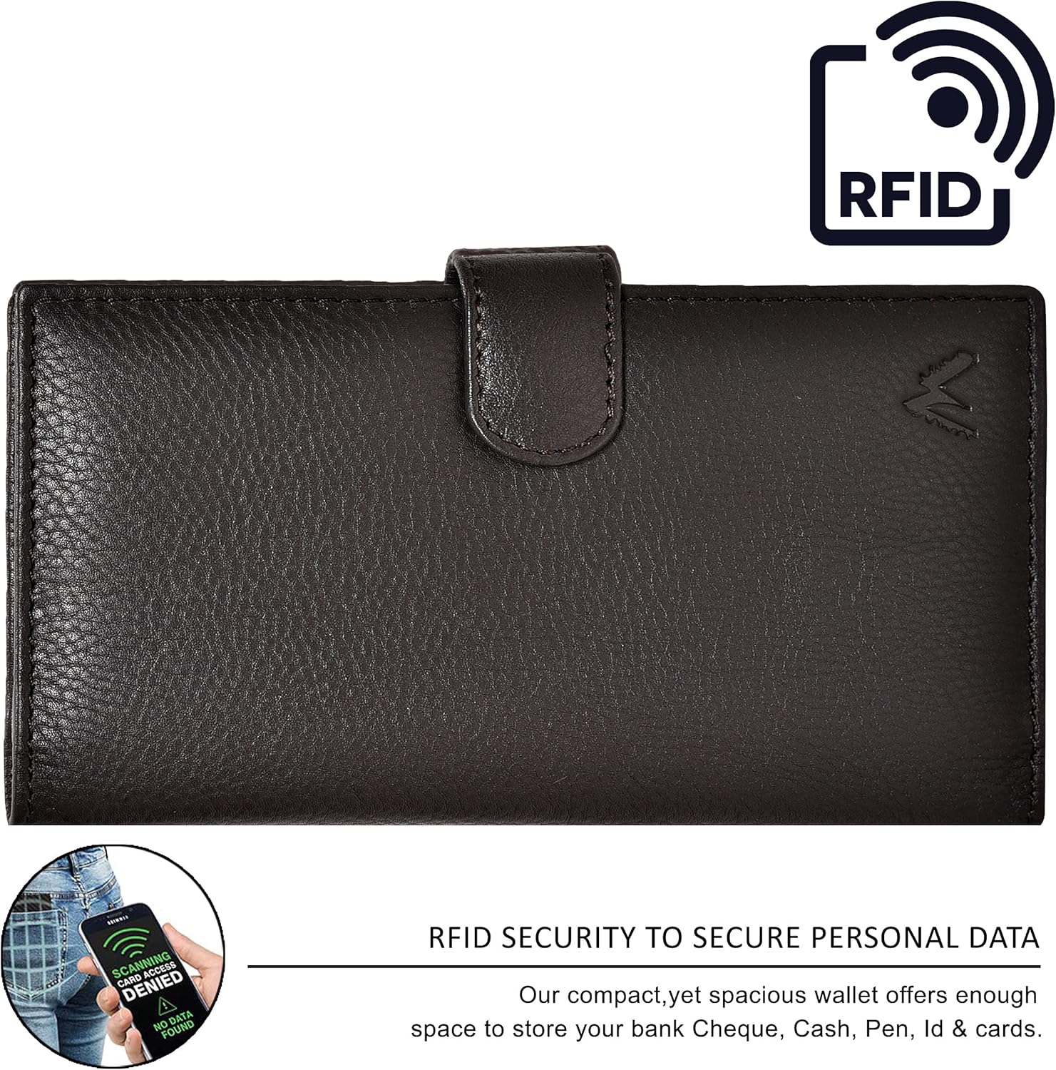 Handmade RFID Leather Checkbook Covers for Men and Women with 6 Credit Card & 1 ID Slot and Pen Holder