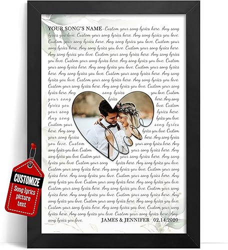 Vista 166 de VICILO Póster musical personalizado con letras de canciones, decoración sentimental perfecta, regalo de San Valentín para él, regalos de novio