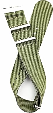 NewLife 24mm Green, Military Style, Nylon Fabric Watchband | Vintage, Heavy Duty Replacement Watchstrap that brings to Any Watch for Men and Women