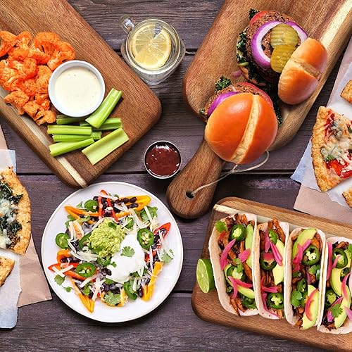 Vista 25 de Irenare Juego de 18 tablas de cortar lisas con asas, grabado láser, charcutería de madera, tabla de cortar para servir a granel para bricolaje