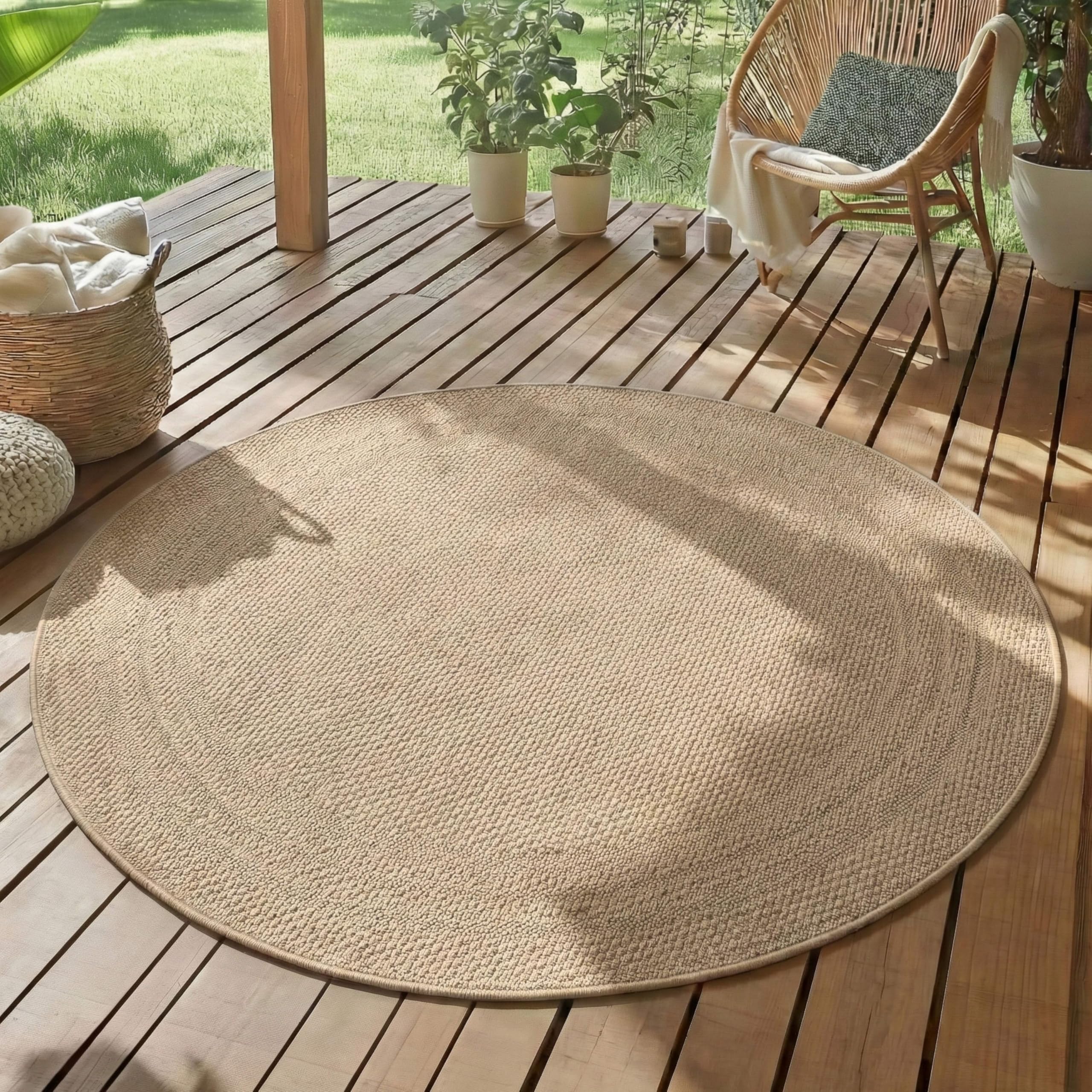 Tapis extérieur rond résistant UV SIMPEX tapis beige 80 cm