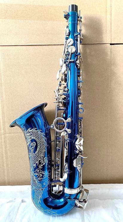 Eastern Music intermediate blue glossy lacquered alto saxophone with case