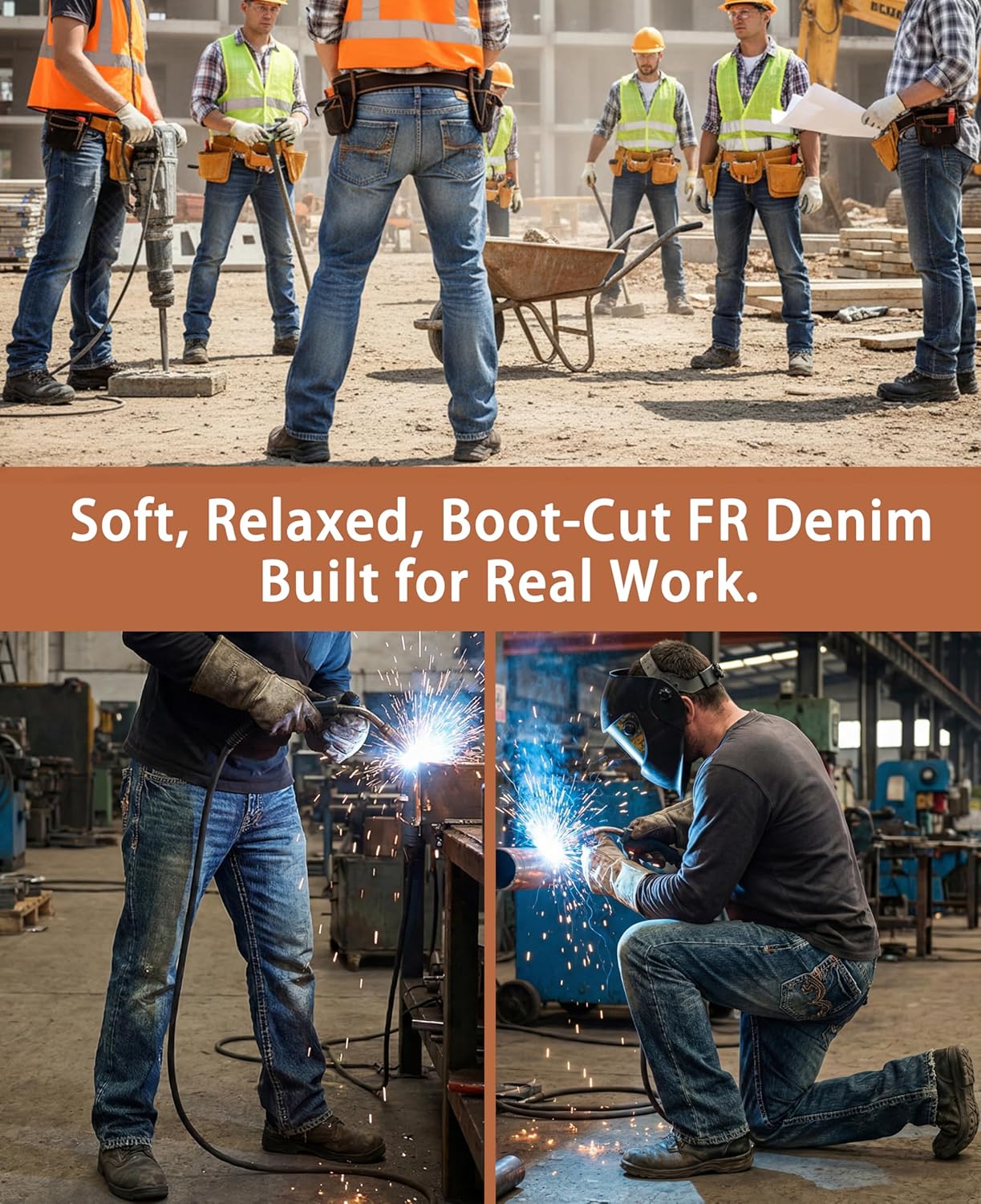 TICOMELA Men's FR Jeans–Midweight EX-Soft Flame Resistant Work Pants,Relaxed Fit Boot Cut,Vintage Washed Denim, NFPA2112 CAT2 - Image 5