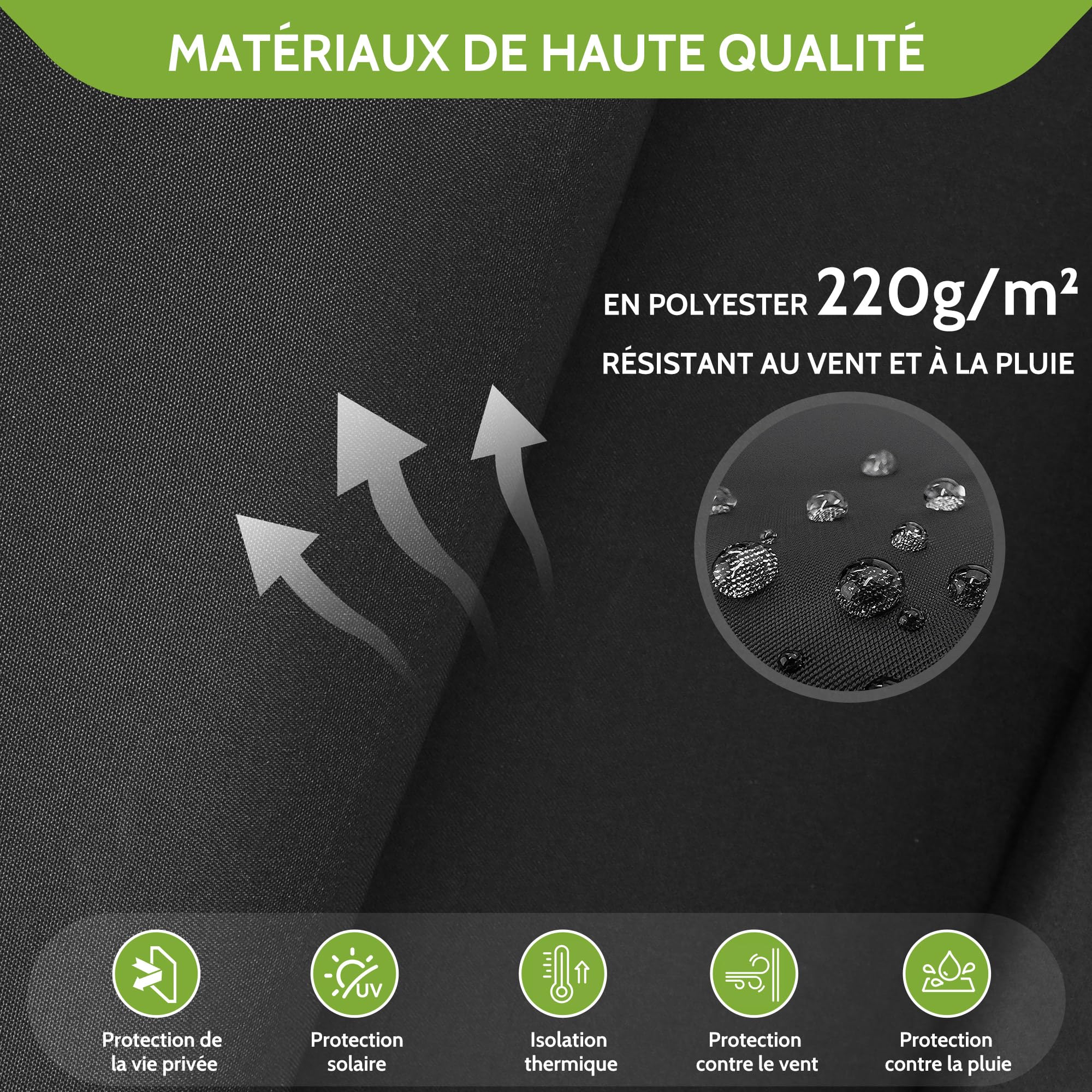 BelleMax Store Enrouleur Exterieur pour Balcon, Store Vertical avec la Chaîne, Tissu 220 g/m² Protection Solaire UV 50+ et Protection de la Vie Privée, Gris Foncé,100 x 140cm