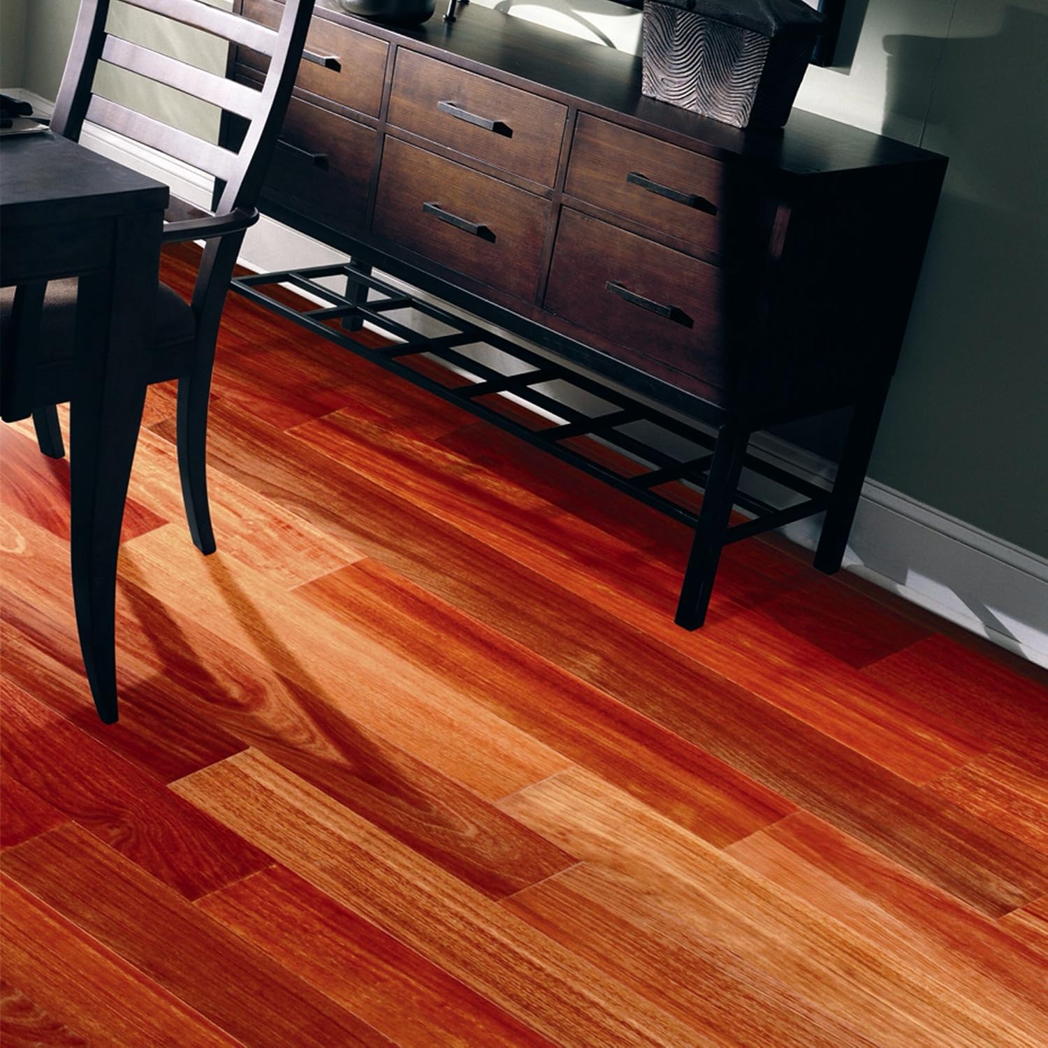 Elegant Exotic 4-3/4" Engineered Santos Mahogany Flooring in Natural