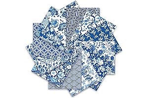 Azure Blue Cotton Splendor: 12pc Chinoiserie Fat Quarters for Creative Crafting