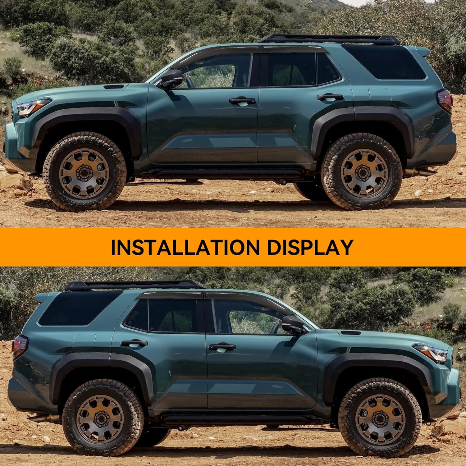 Rain Guards Fit for Toyota 4Runner 2025 2026, Low Profile Window Visors Deflectors fit for 4Runner Accessory 2025 2026,Tape-on Outside Mount Rain Guards Side Window Deflectors (4 Pcs)