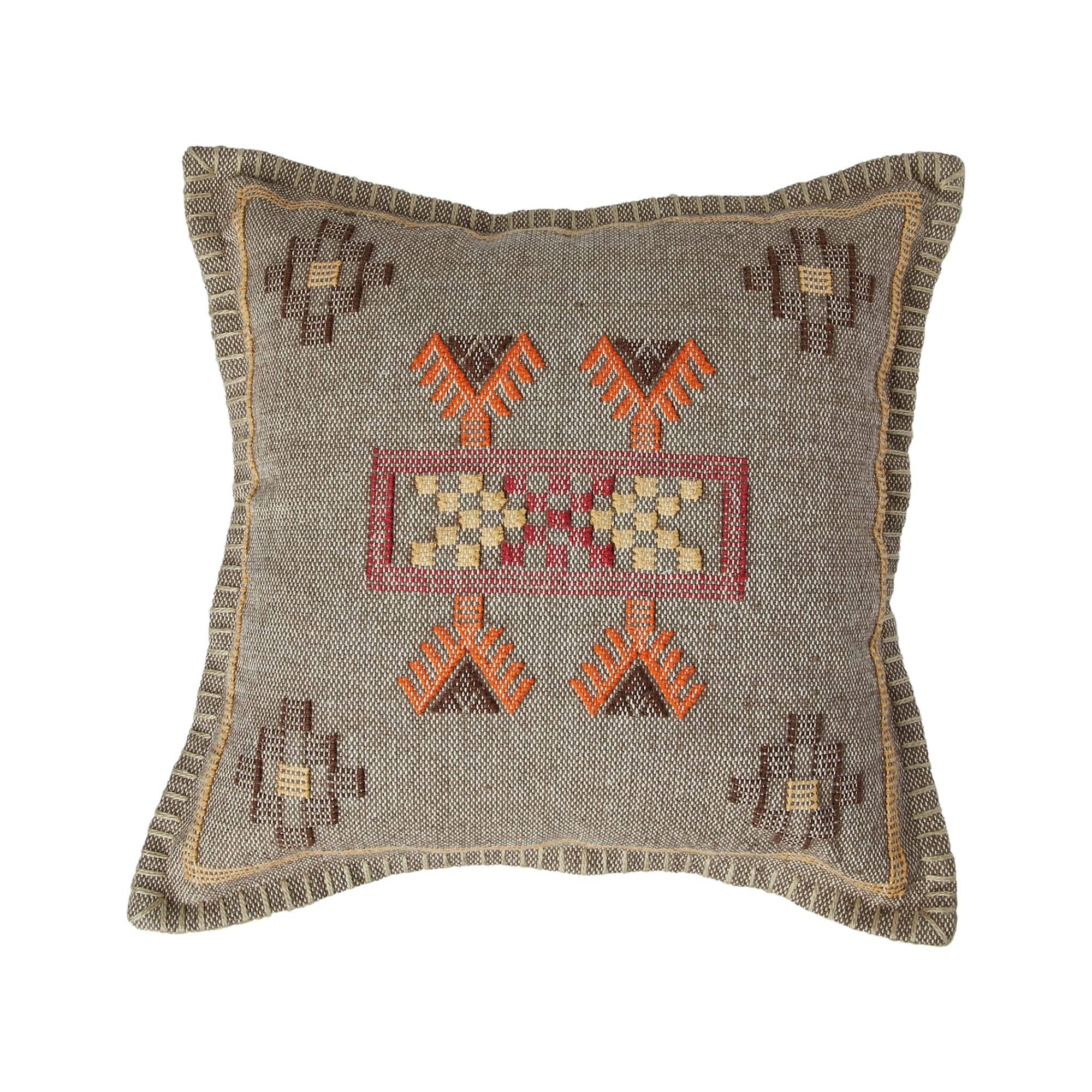 Creative Co-Op Handwoven Cotton Throw Geometric Embroidery, Multicolor Pillow Cover