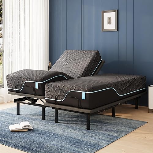 Miniatura 21 de Base de cama ajustable Queen con control remoto inalámbrico + colchón de espuma viscoelástica de gel Queen de 12 pulgadas cama en una caja,