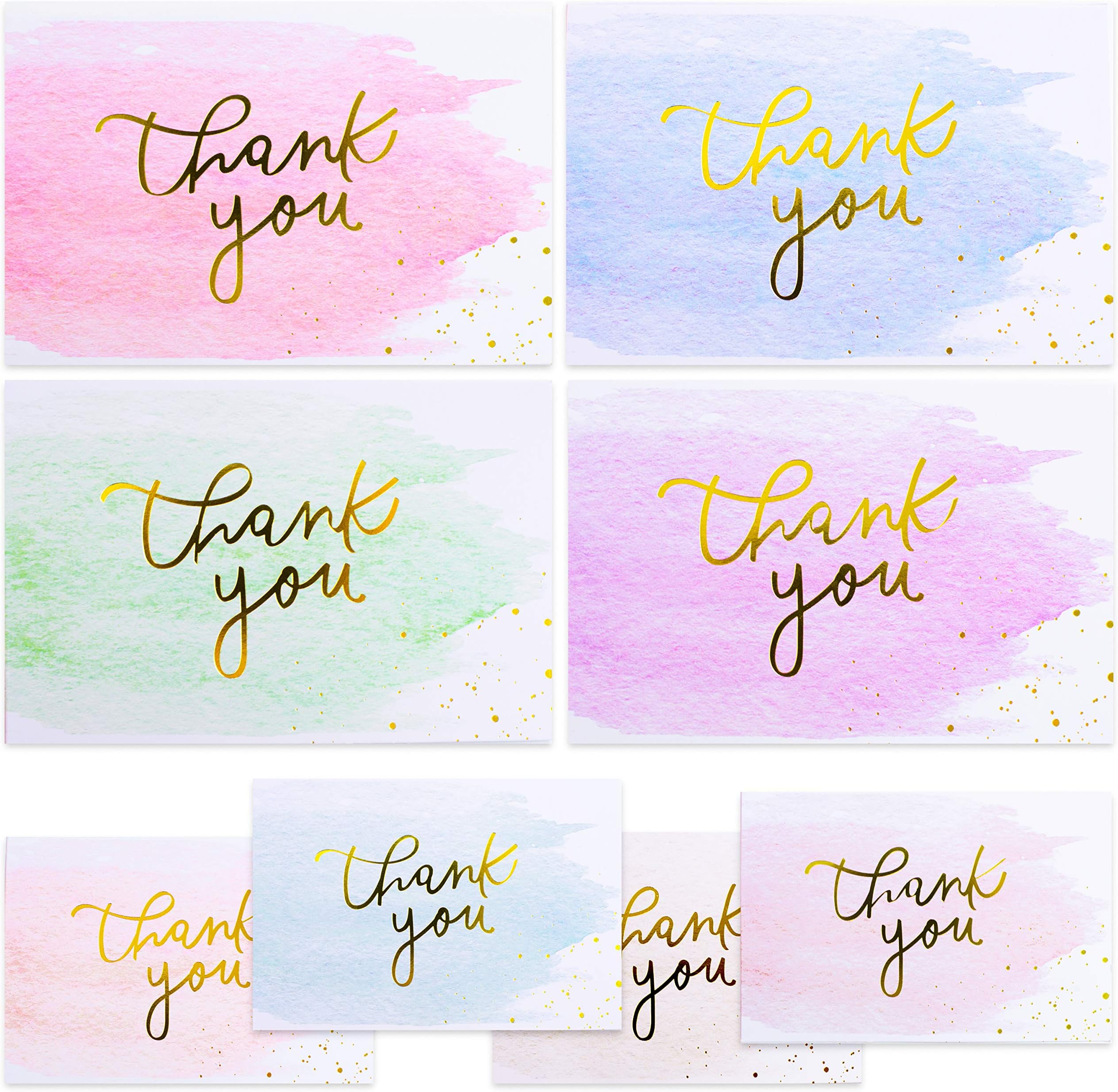 Gold And Watercolor Thank You Cards for Thank You Notes! Bulk Set of 48 Blank Cards with Envelopes for Baby Shower Note Cards, Wedding Thank You Cards and Bridal Shower Thankyou Card