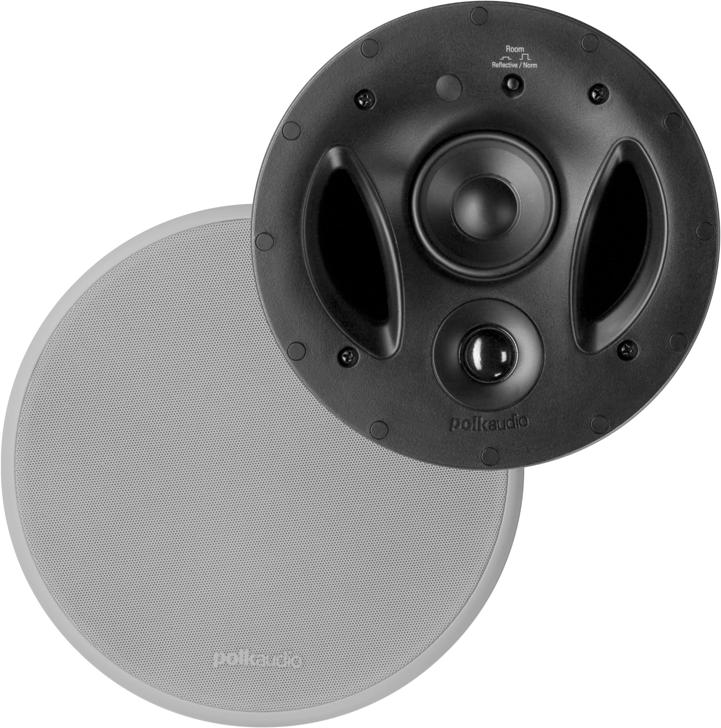 Polk Audio 70-RT 3-Way in-Ceiling Speaker, Surround Sound Speaker, (2.5” Driver, 7” Sub) - Vanishing Series | Power Port | Paintable Grille | Dual Band-Pass Bass Ports, White