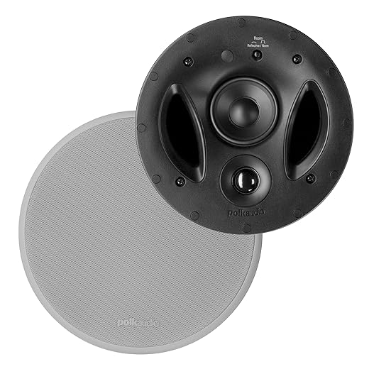 Polk Audio 70-RT 3-Way In-Ceiling Speaker (2.5” Driver, 7” Sub) - The Vanishing Series | Power Port | Paintable Grille | Dual Band-Pass Bass Ports White, White