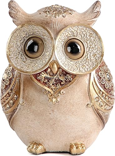 Miniatura 6 de Estatua de búho para decoración del hogar, estantería, oficina, mesa, decoración de interiores, acentos, adorables estatuas y esculturas de búhos de