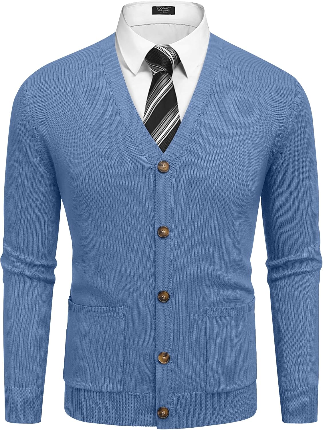 COOFANDY Men's Cardigan Sweater Long Sleeve Casual V Neck Button Down Knitted Sweater with Pockets - Image 7