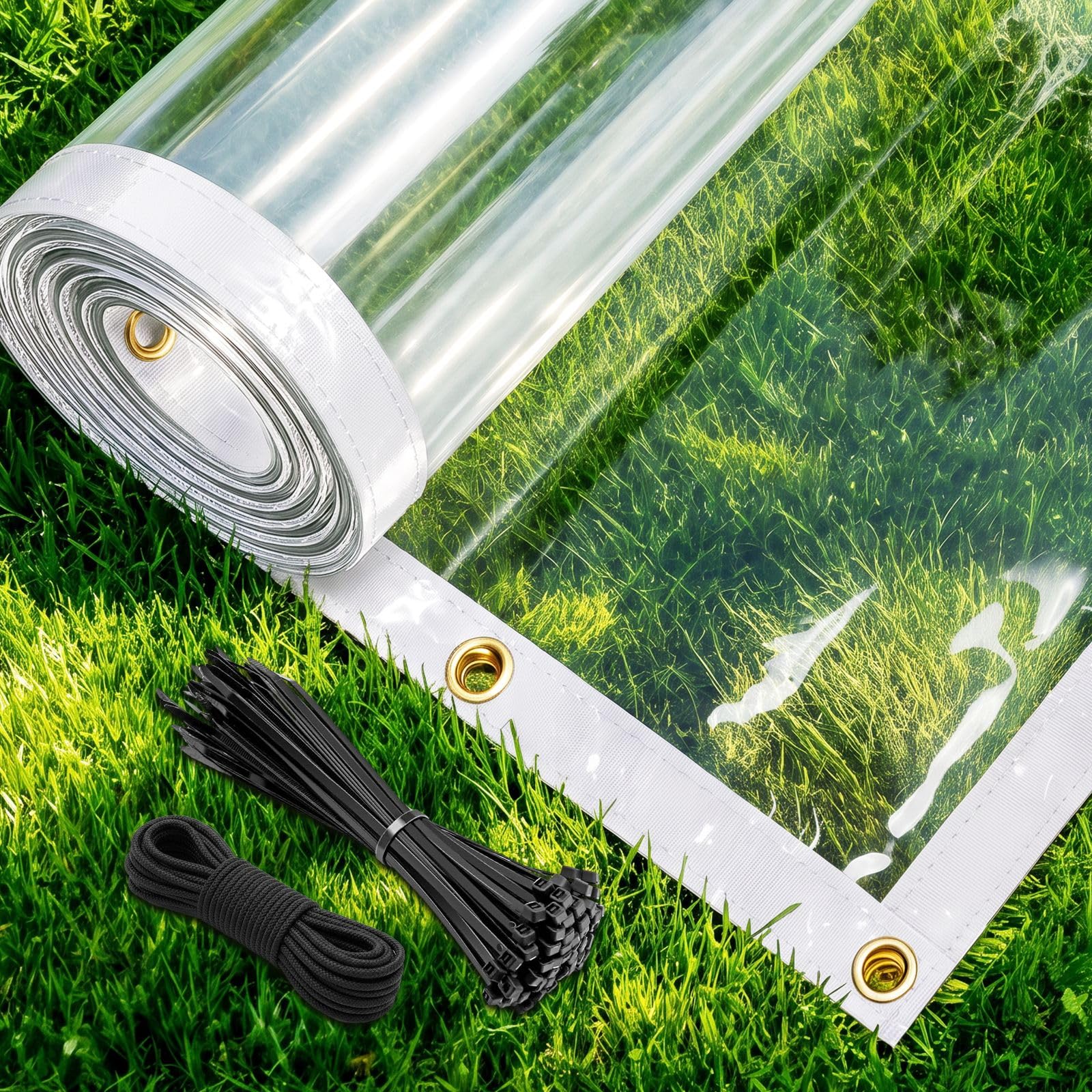Clear Tarp 6x8ft Heavy Duty Waterproof Clear Tarp with Grommets