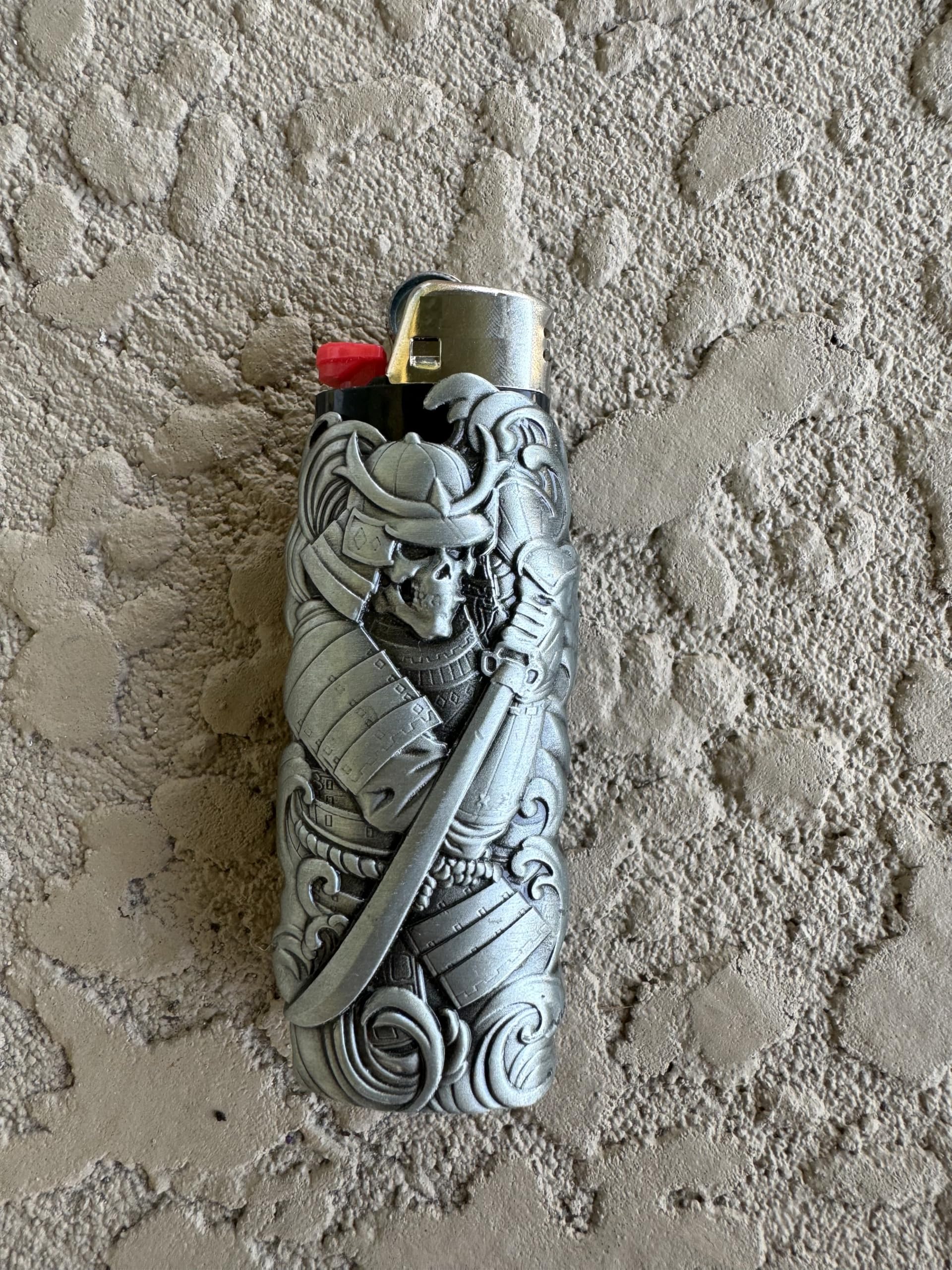 Metal Lighter Case Fits BIC, In Devil And Angel Skull