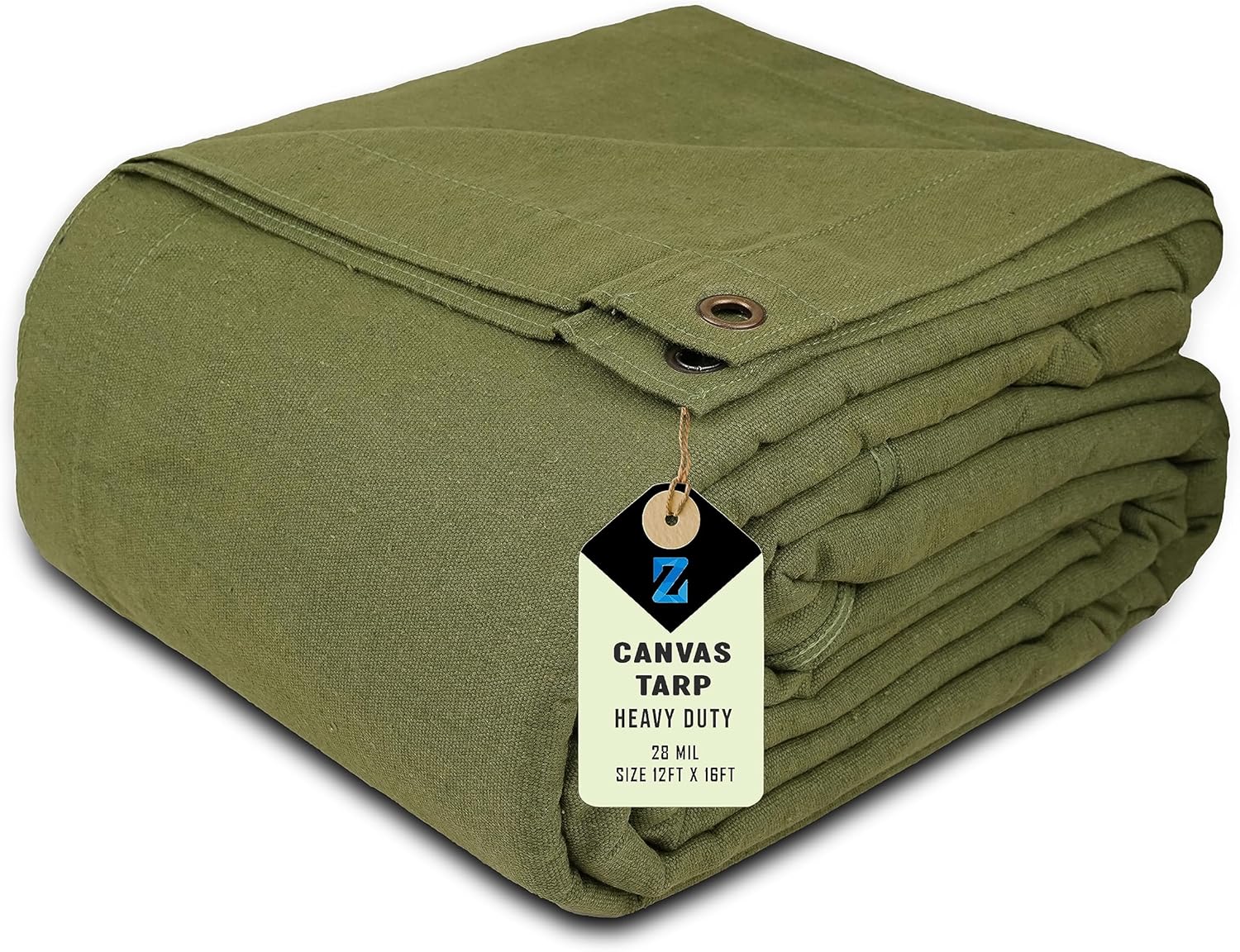 Zuperia 1 Pack Canvas Tarp 12' x 16' ft, 28 MIL, with