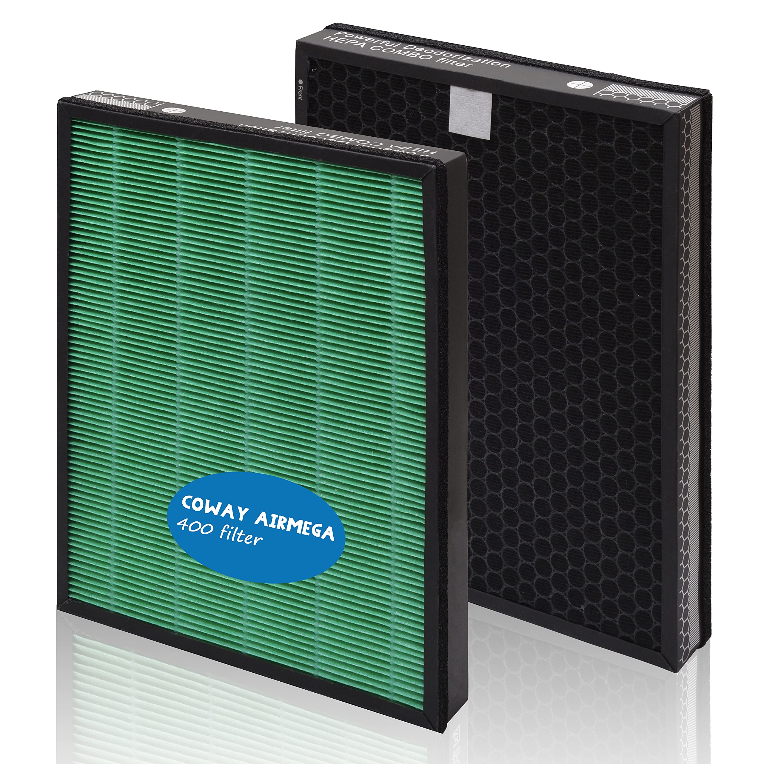for Coway Airmega 400 400s Max2 True HEPA Filter Replacement Set Compatible with Smart Technology App-Enabled Alexa Green and Active Carbon AP-2015-FP Part to 3111737 Filters (2 Pack)