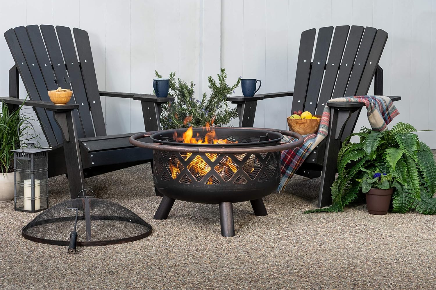 Bond Manufacturing 52121 Crofton 32" Round Wood Burning Steel Fire Pit, Brushed Bronze