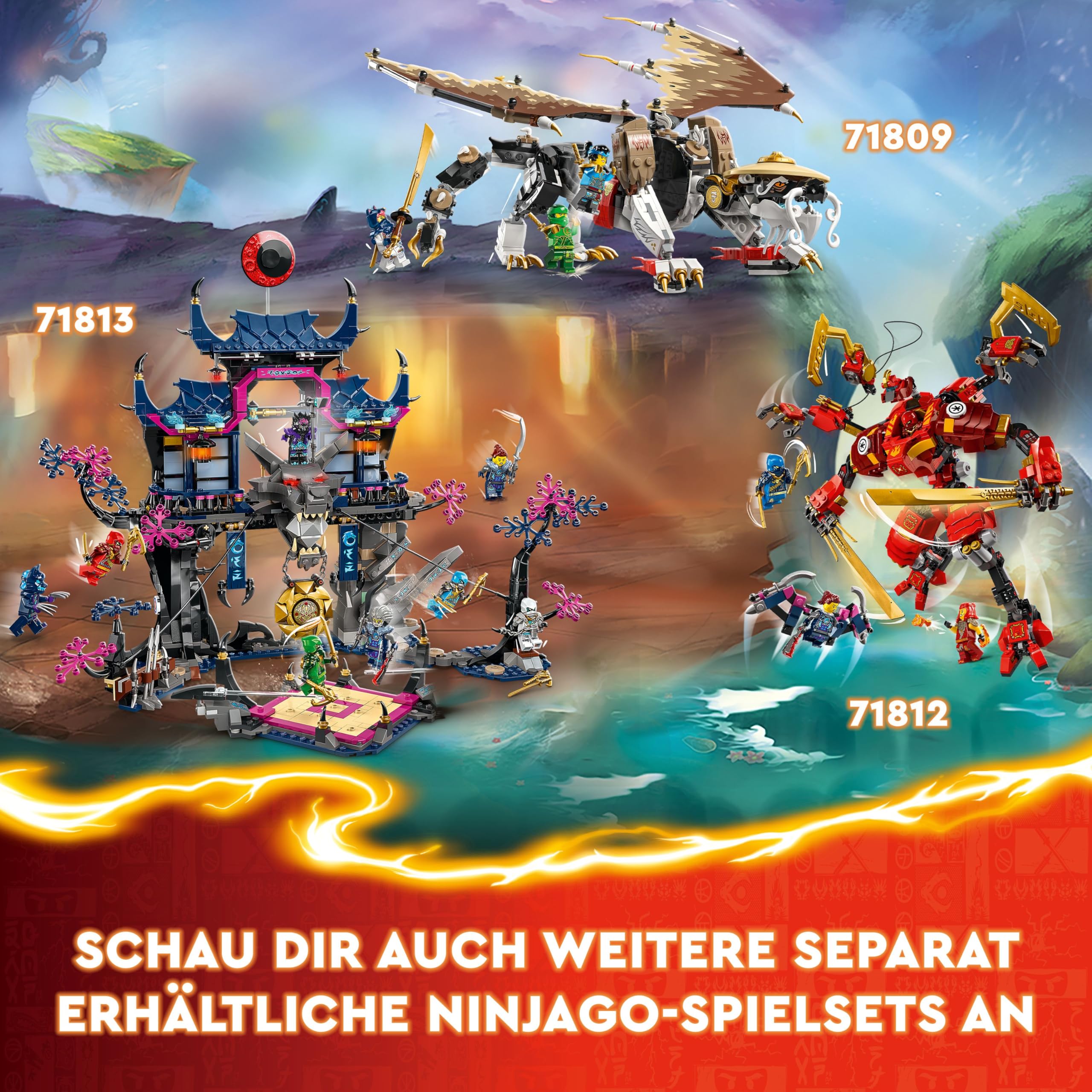LEGO NINJAGO Drachenstein-Tempel Drachen-Spielzeug mit 6 Ninja-Figuren, großes Set zum Bauen, Spielen und Ausstellen, Geschenk zum Geburtstag für Jungs und Mädchen ab 13 Jahren 71819