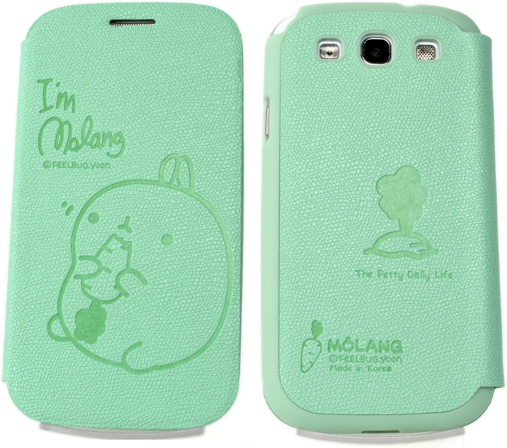 MOLANG Premium Leather Flip Case Cover For Samsung Galaxy S3 III i9300 i747 T999 L710 i535 R530 LTE 3G 4G (Mint)