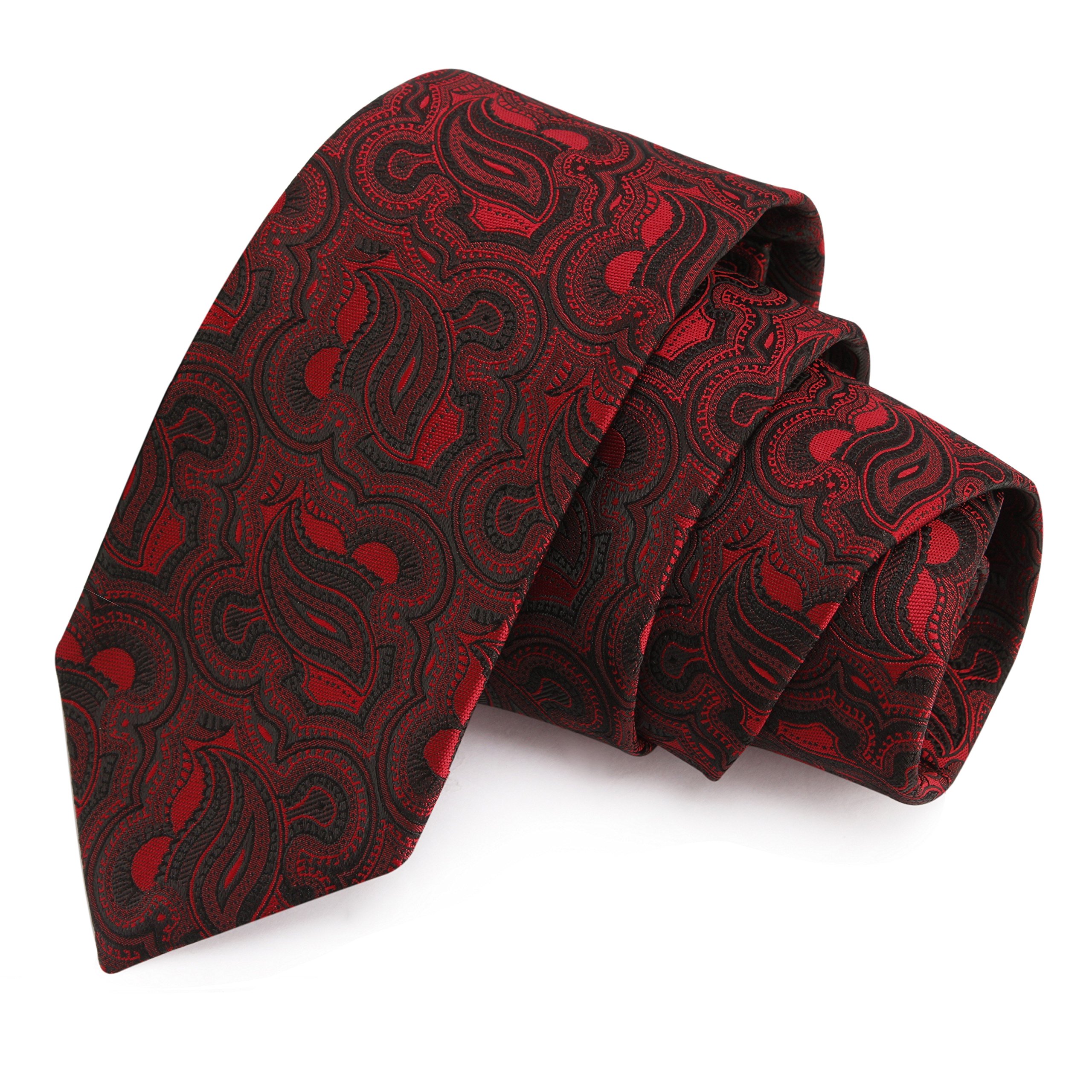 peluche Graceful Red & Black Colored Microfiber Necktie for Men-picture-34