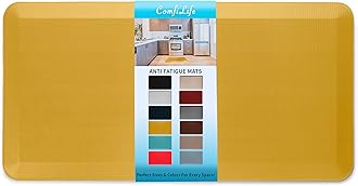 ComfiLifeAnti Fatigue Floor Mat 3/4 Inch Thick Perfect Kitchen Mat, Standing Desk Mat Comfort at Home, Office, Garage Durable Stain Resistant Non-Slip Bottom (24" x 70", Mustard)