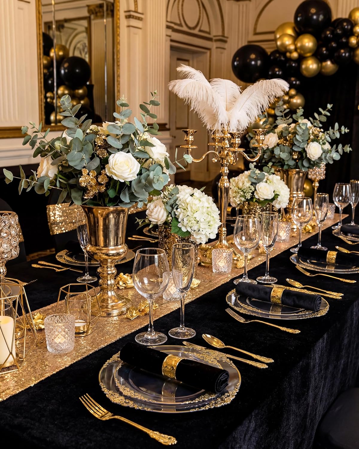 Morejoy 100pcs Gold Plastic Plates - Clear Gold Disposable Plates - 7.5 inch clear and gold dessert plates, Clear Plastic Plates with Gold Rim for Weddings & Parties & Shower