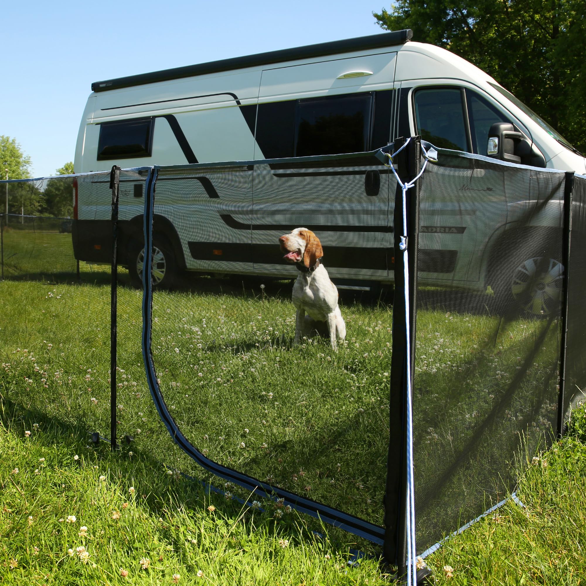 your GEAR Larino Door - Elemento de puerta, 2 m de ancho, valla para perros móvil, área de juego al aire libre - Camping y jardín, ampliable sin límites