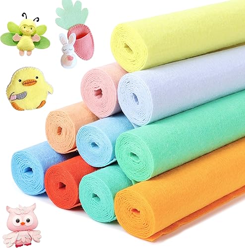 Miniatura 1 de LOTOFUN Paquete de hojas de fieltro pastel 10 piezas de 8 x 35 pulgadas surtido de hojas de tela de fieltro rígido grande para manualidades