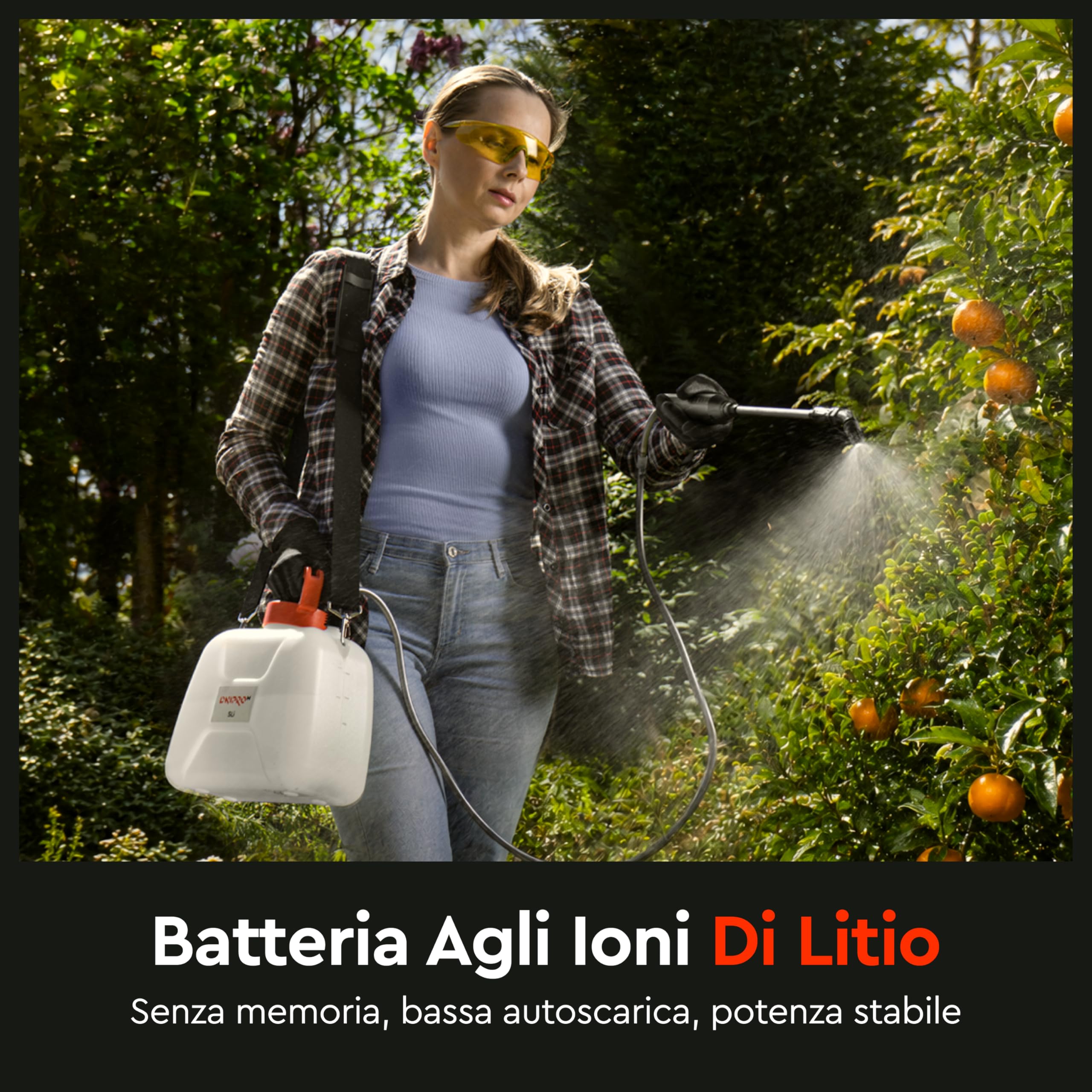 Spruzzatore a Batteria 5L - Pompa Irroratrice a Batteria Ioni di Litio 2,4Ah, USB-C, Lancia Telescopica, 4 Ugelli e Tracolla - Nebulizzatore Giardino per Piante e Giardinaggio di Dnipro-M