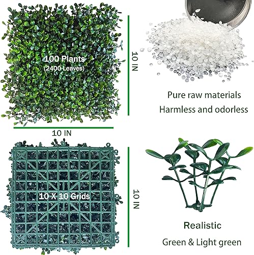 Miniatura 2 de Panel de pared de césped artificial, 10 x 10 pulgadas, 12 piezas (8.4 pies cuadrados), paneles de boj anti rayos UV para decoración de pared verde
