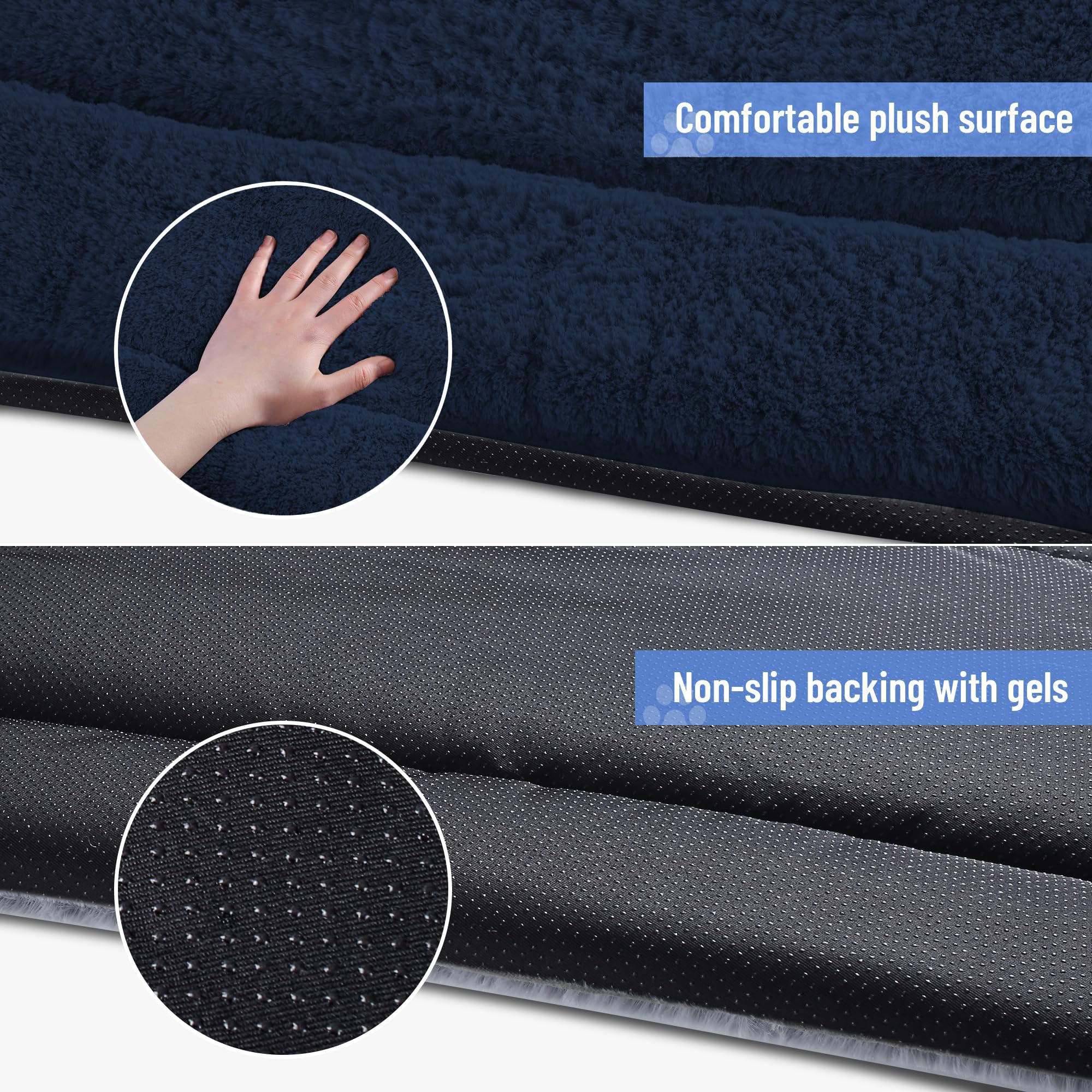 Baodan Cuccia per Cani di Piccola Taglia Lavabile, 75x50 cm Cuscino per Cani Soffice con Fondo Antiscivolo, Cuccia per Cani per Piccole e Medie Taglie, Blu Marino