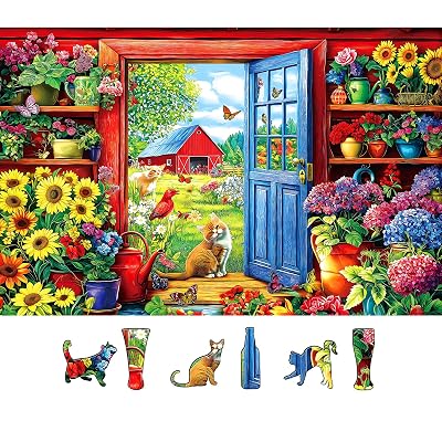 MINIWAN Garden Cats Jigsaw Puzzle for Adults 500 Pieces, 23"x15"