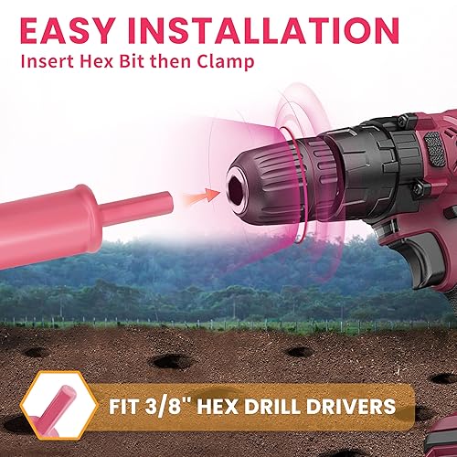 Miniatura 17 de TCBWFY Broca de taladro para plantar 1.6 x 16.5 pulgadas de longitud extendida para jardín, broca en espiral para plantar bulbos flores, excavadora